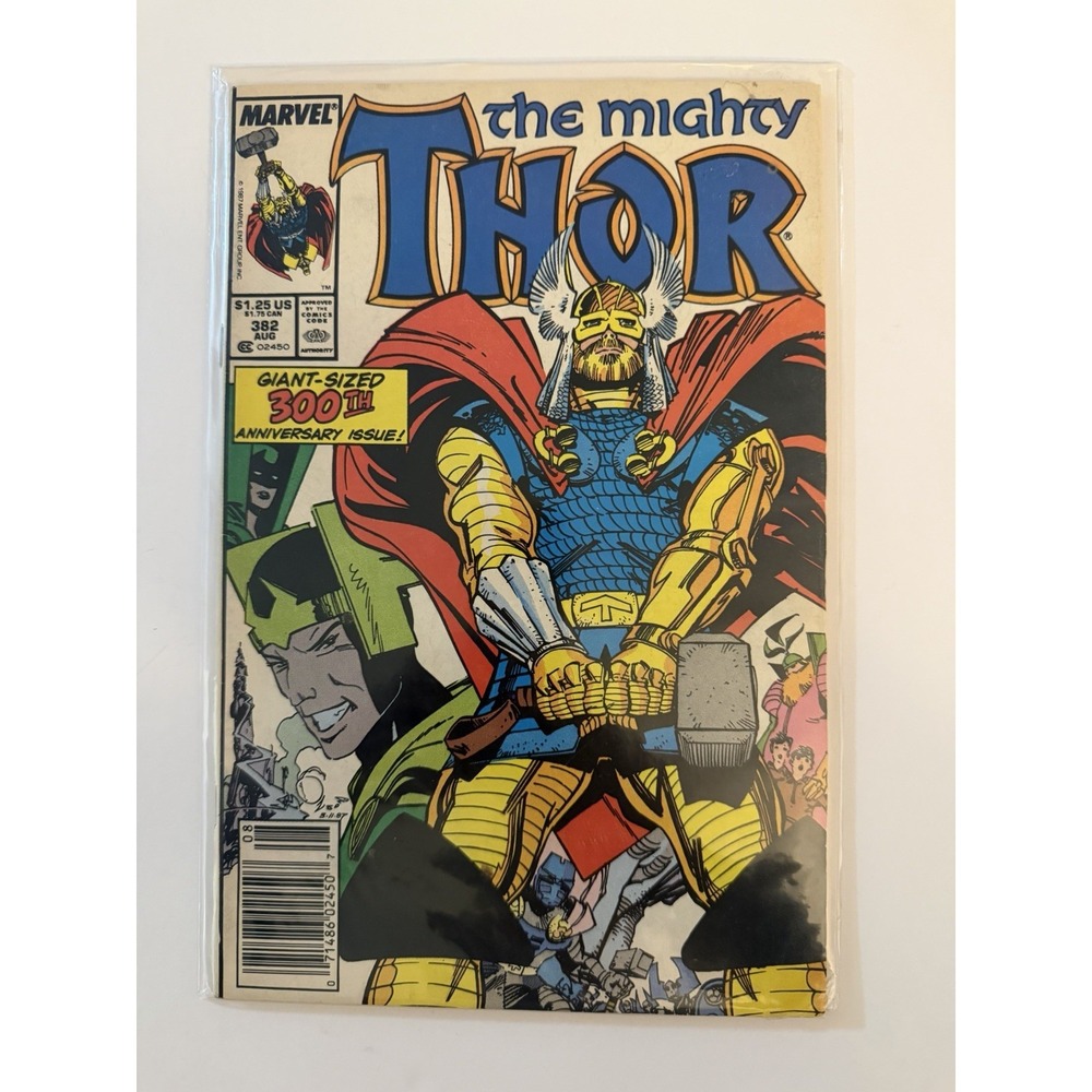 Thor Marvel #382 Comic Book 300th Anniversary Issue Mjolnir Loki August 1987
